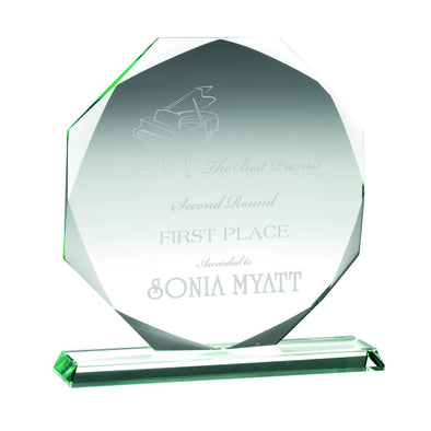 Personalised Jade Glass Award - Octagon (10mm Thick) - 6.75in