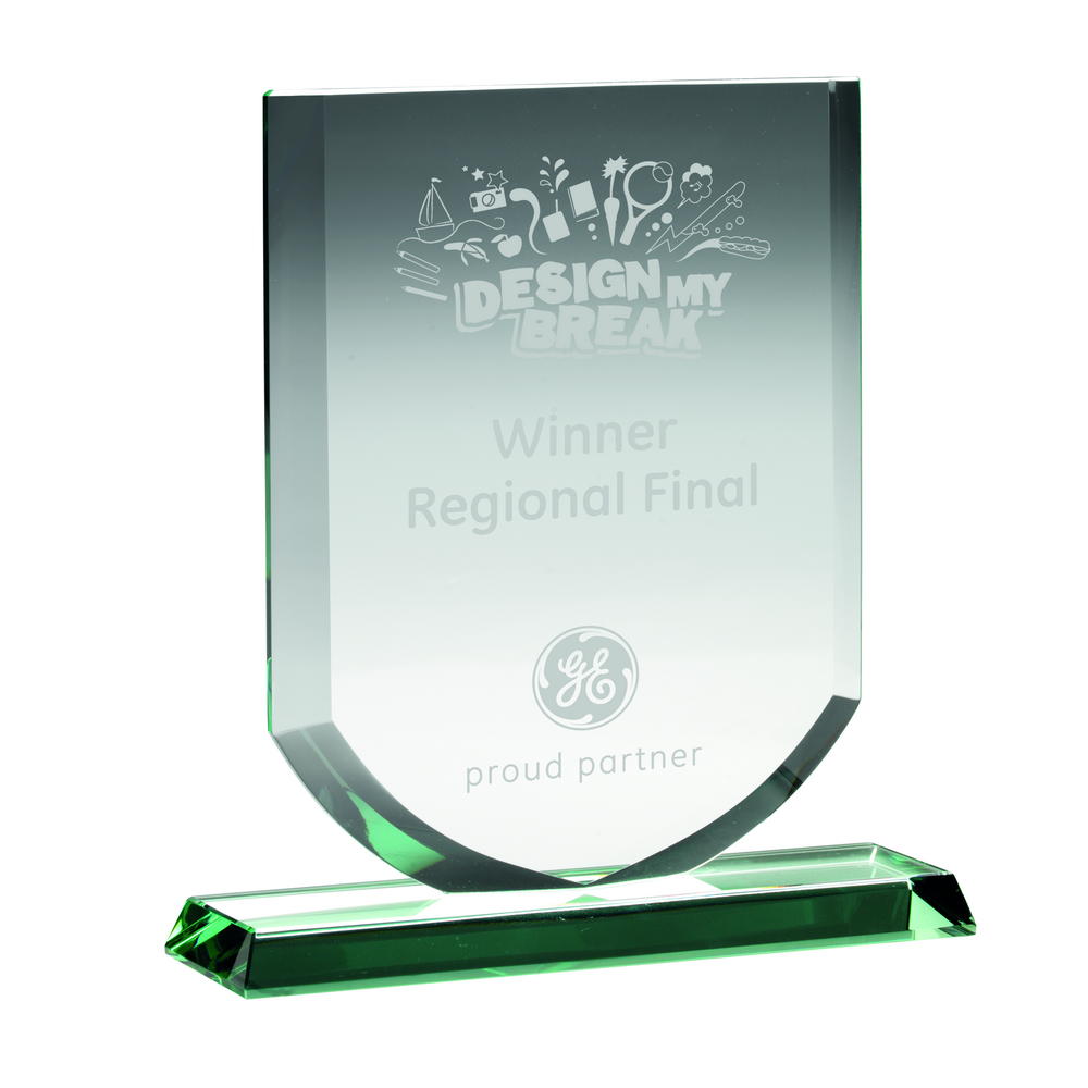 Personalised Jade Glass Shield Award