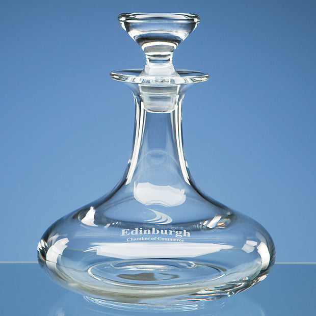Engraved Admirals Round Glass Ships Decanter