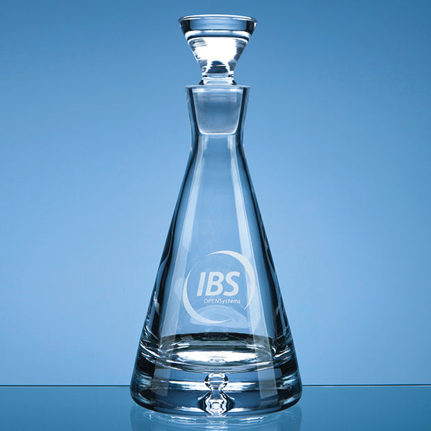 Engraved Bubble-Base Pyramid Glass Decanter