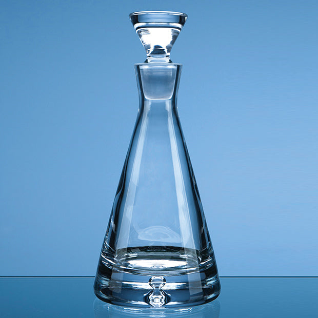 Engraved Bubble-Base Pyramid Glass Decanter