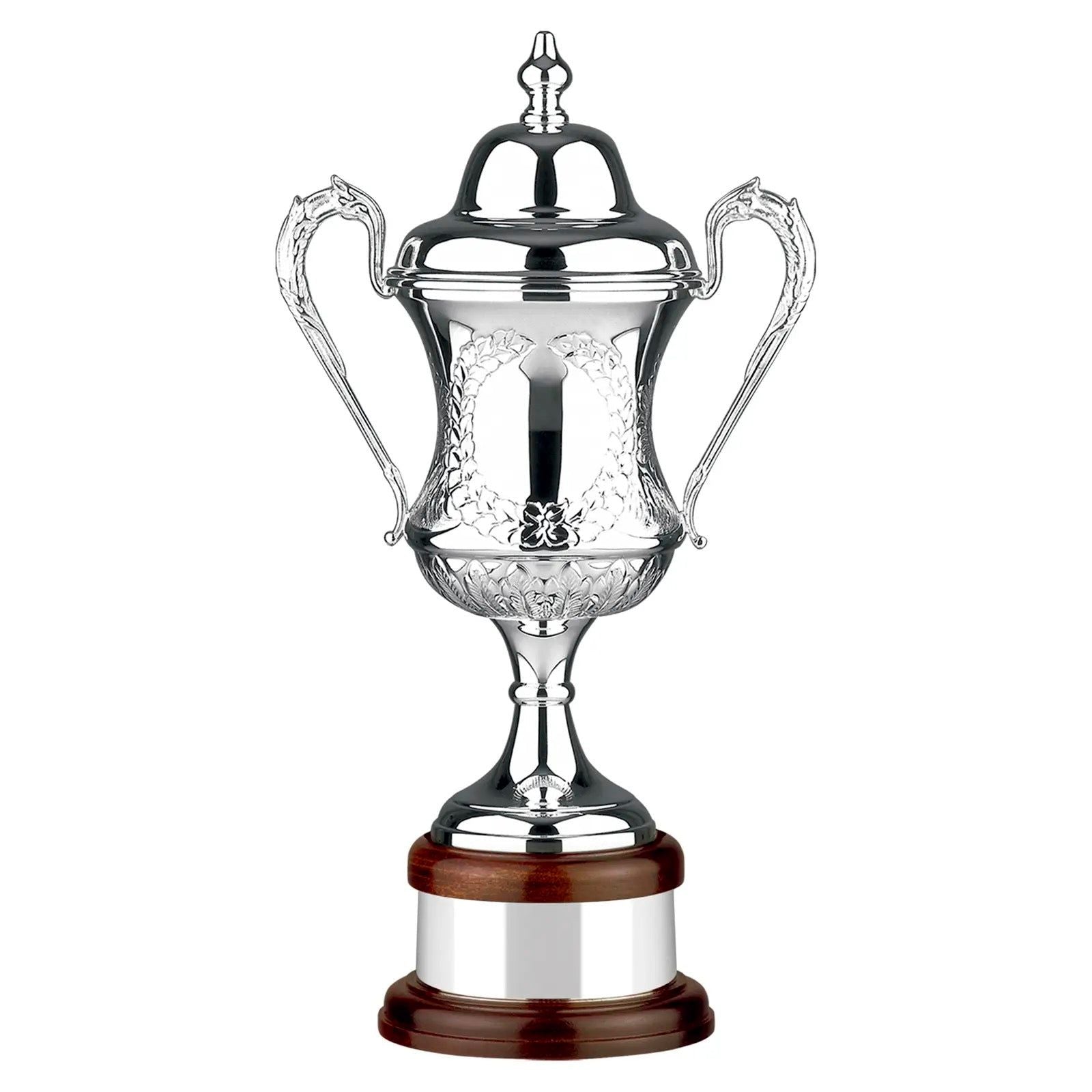 Silver Plated Tenby Trophy Cup & Lid - Hand Chased
