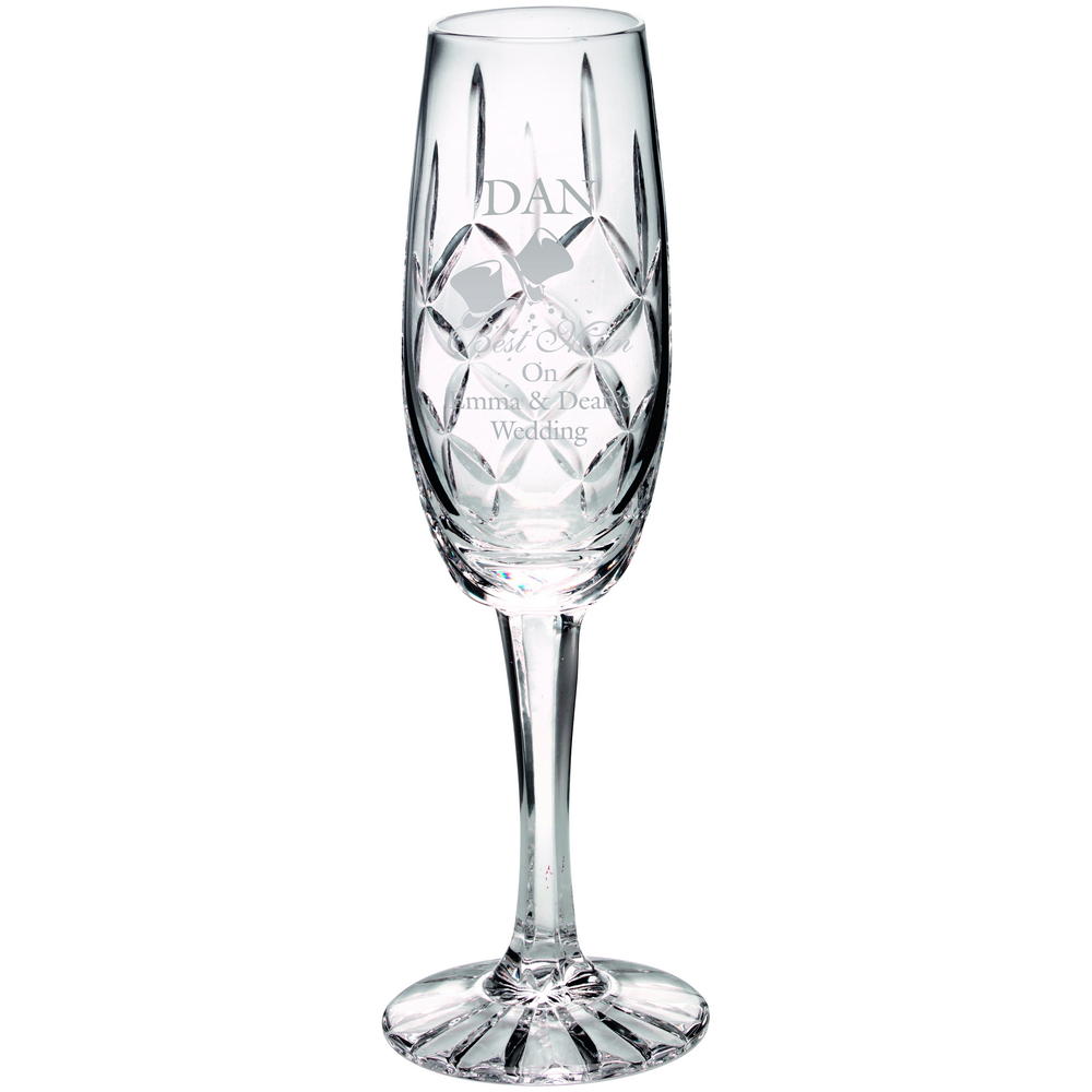 Engraved Solitaire 24% Lead Crystal 140ml Classic Champagne Flute