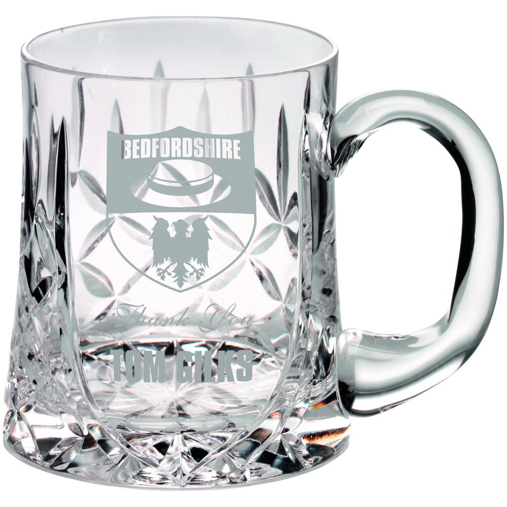 Engraved Solitaire 24% Crystal Tankard - 3/4 Pint