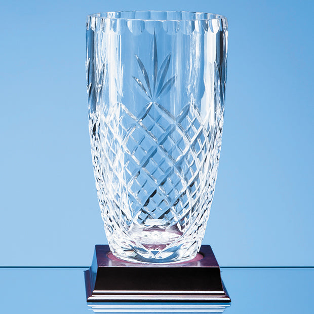 19cm Lead Crystal Panelled Barrel Vase (base not included)