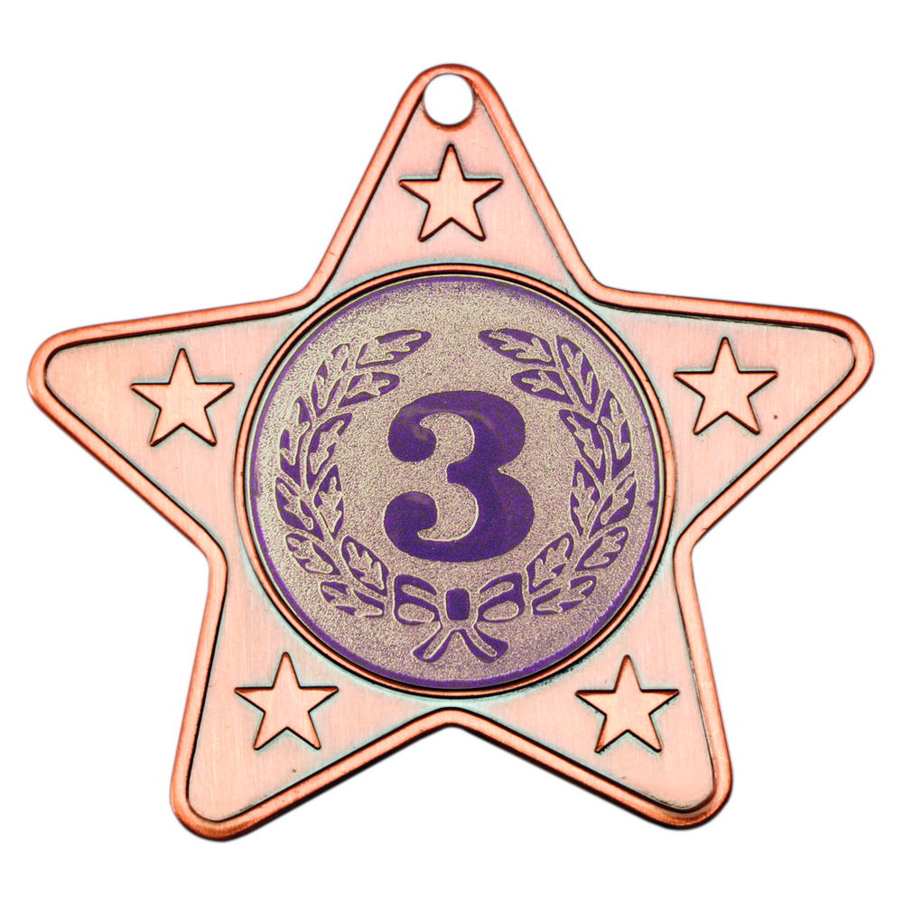 Star Shaped Medal With 5 Mini Stars (1in Centre) - Bronze 2in