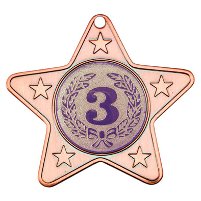 Star Shaped Medal With 5 Mini Stars (1in Centre) - Bronze 2in