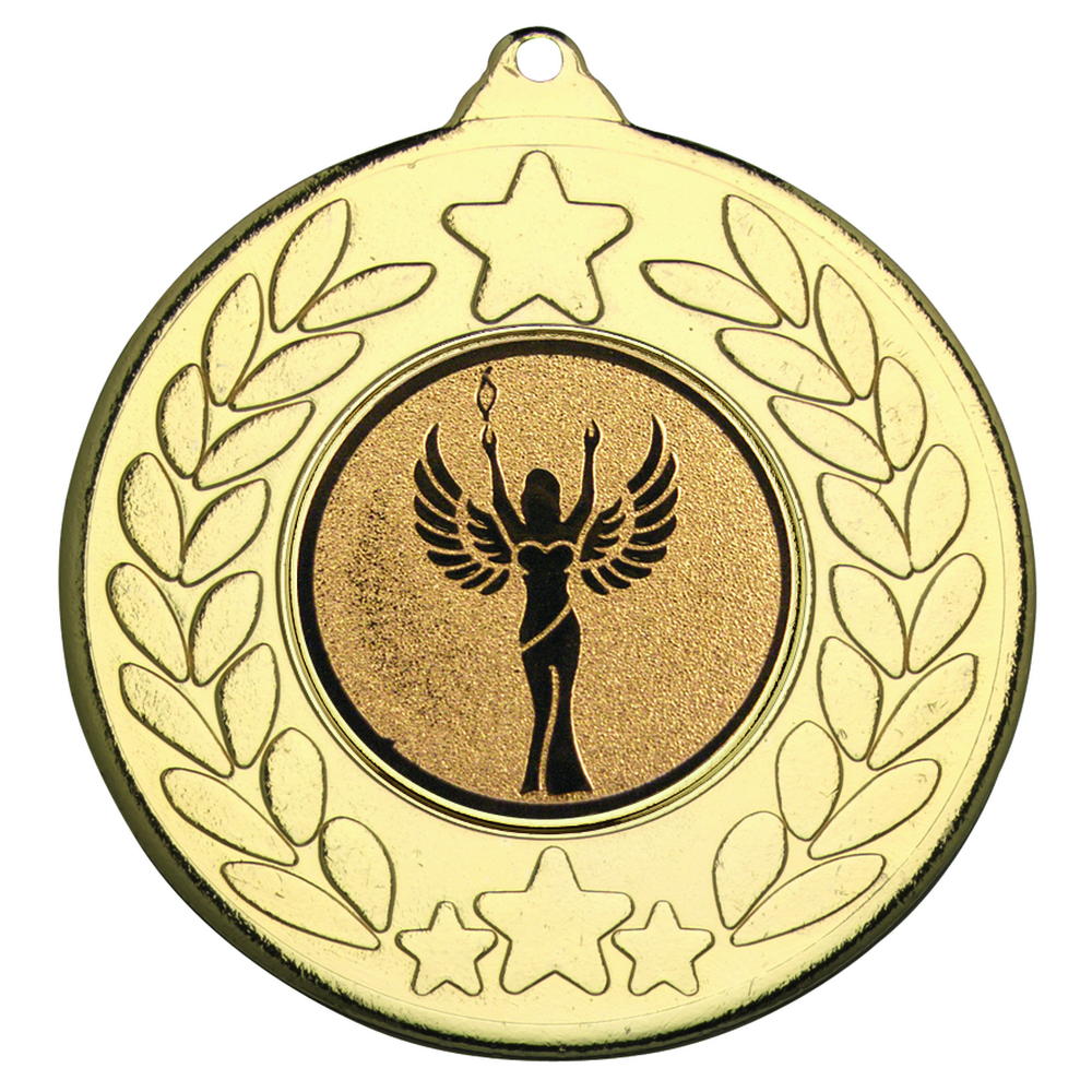 Stars And Wreath Medal (1in Centre) - Gold 2in