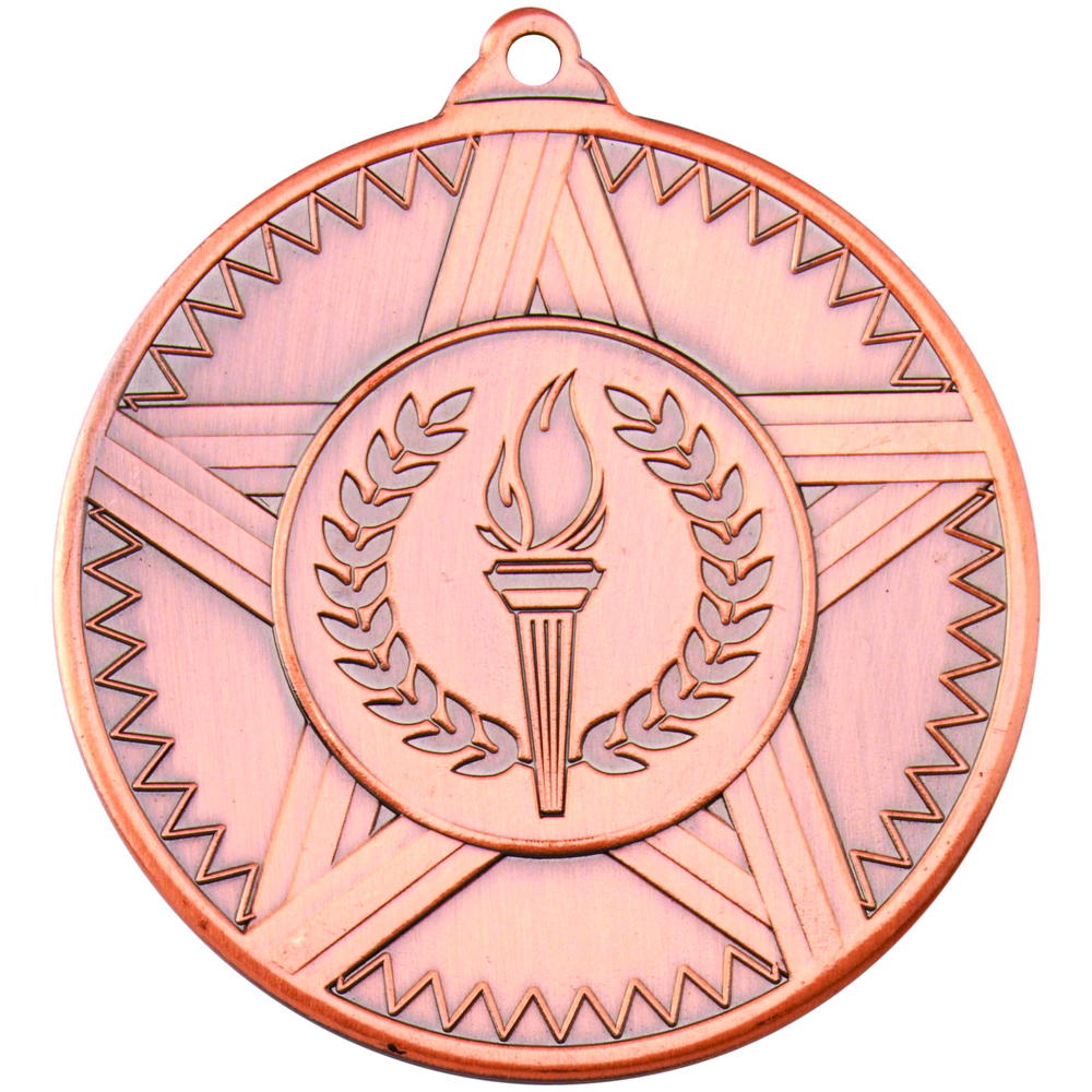 Striped Star Medal (1in Centre) - Bronze 2in