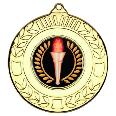 Wreath Medal (1in Centre) - Gold 2in