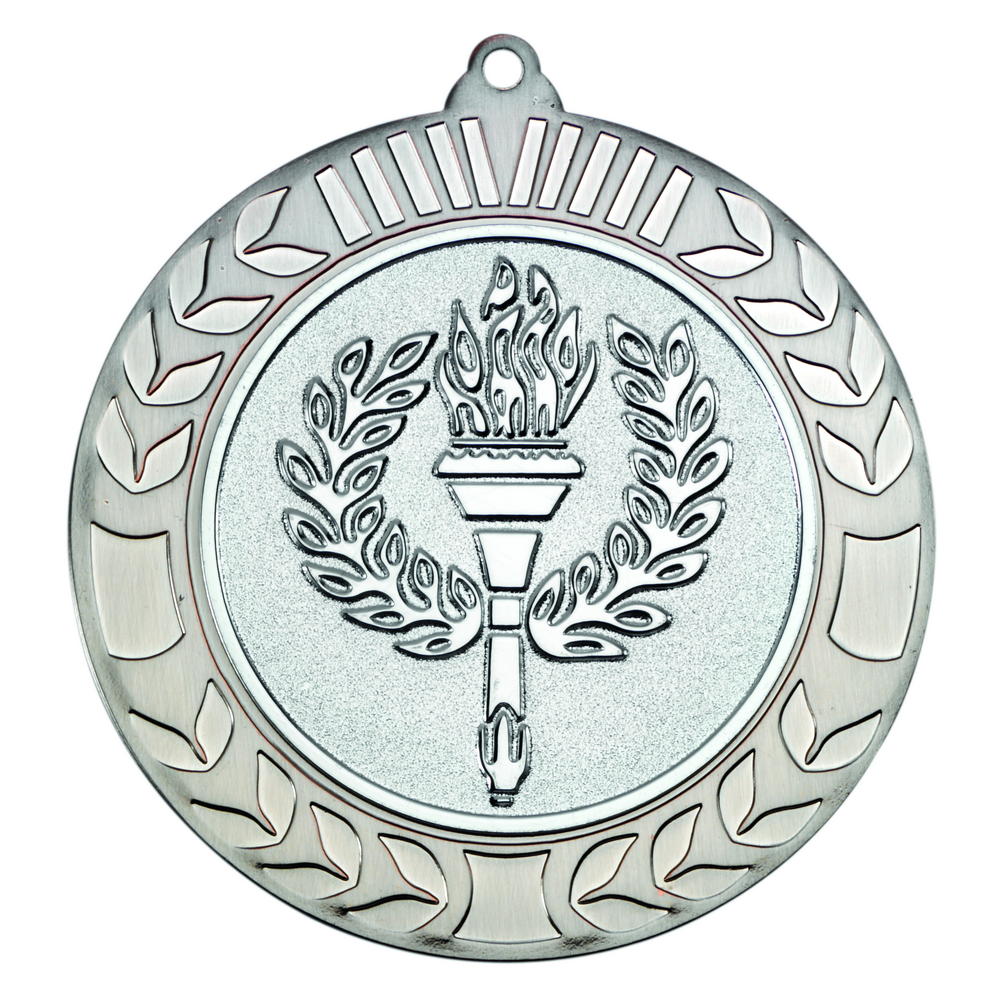 Wreath Medal (2in Centre) - Antique Silv 2.75in