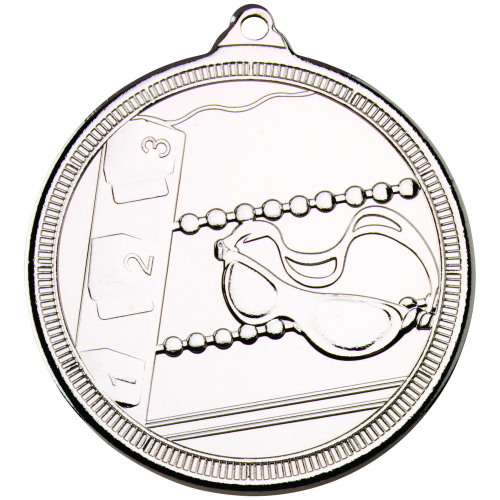 Swimming 'multi Line' Medal - Silver 2in
