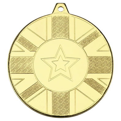 Union Flag Medal (1in Centre) - Gold 2in