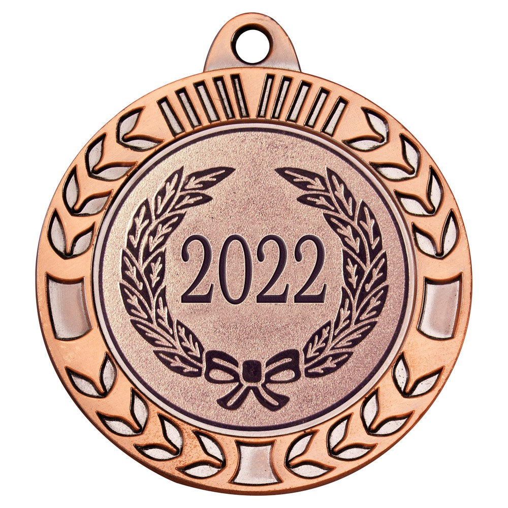 Wreath Medal Extra Thick - Bronze (2in Centre) - 2.75in (70mm) diameter