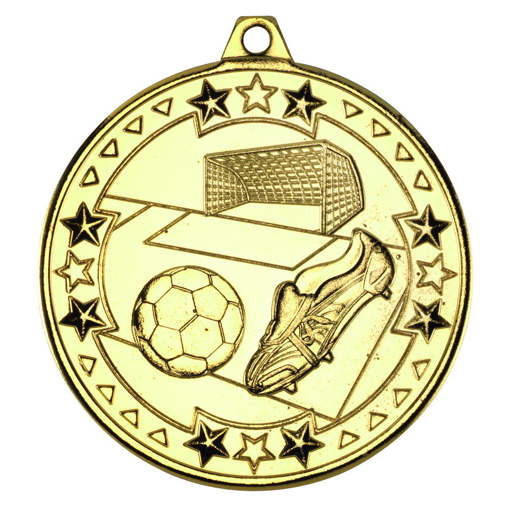 Football 'tri Star' Medal - Gold 2in