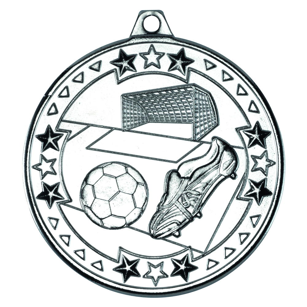 Football 'tri Star' Medal - Silver 2in