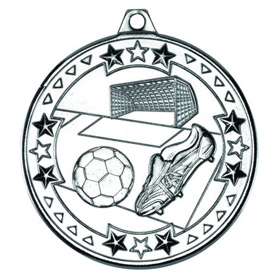 Football 'tri Star' Medal - Silver 2in