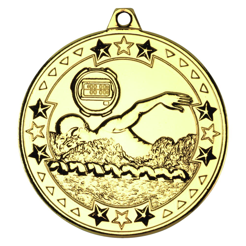Swimming 'tri Star' Medal - Gold 2in