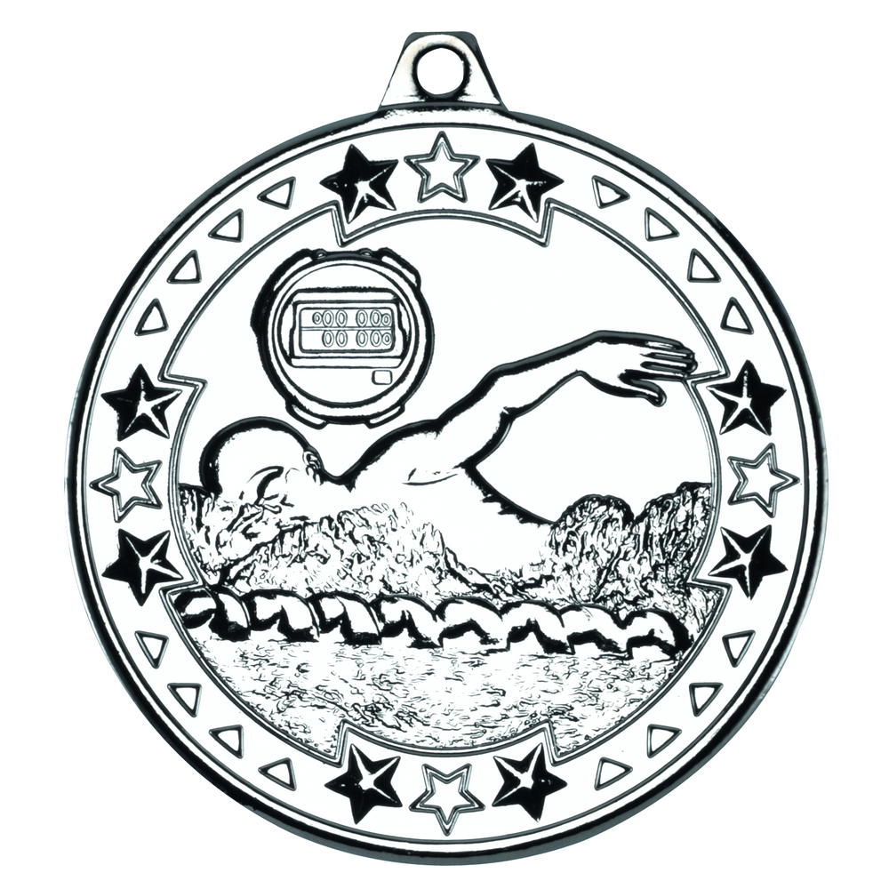 Swimming 'tri Star' Medal - Silver 2in