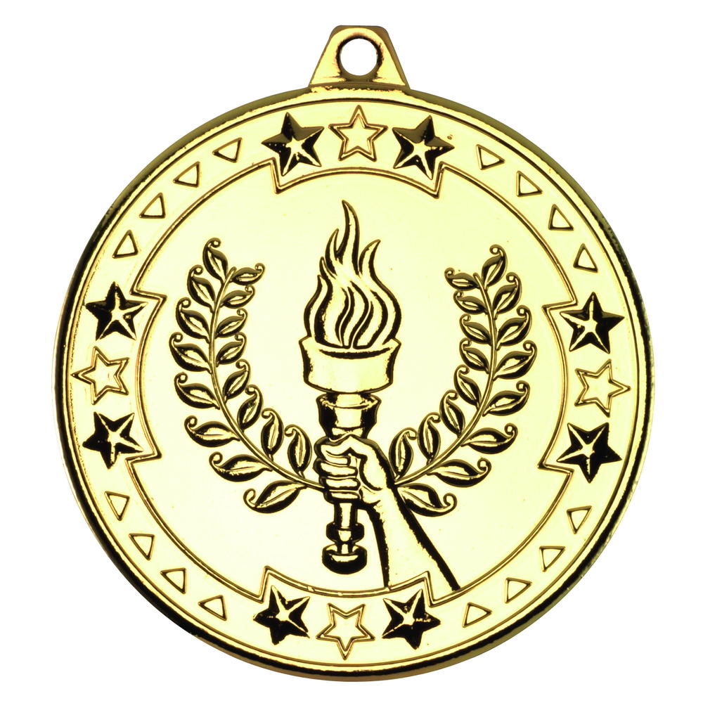 Victory Torch 'tri Star' Medal - Gold 2in