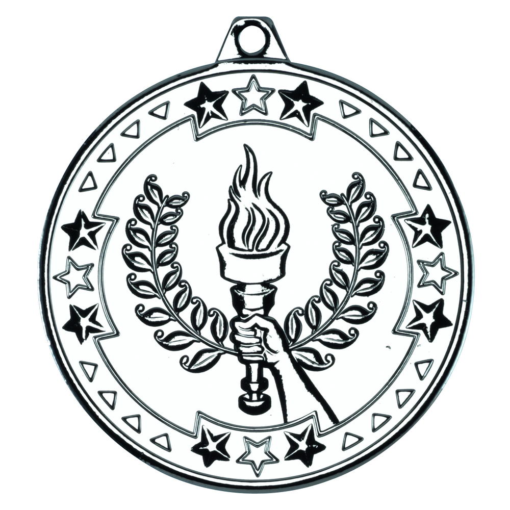 Victory Torch 'tri Star' Medal - Silver 2in