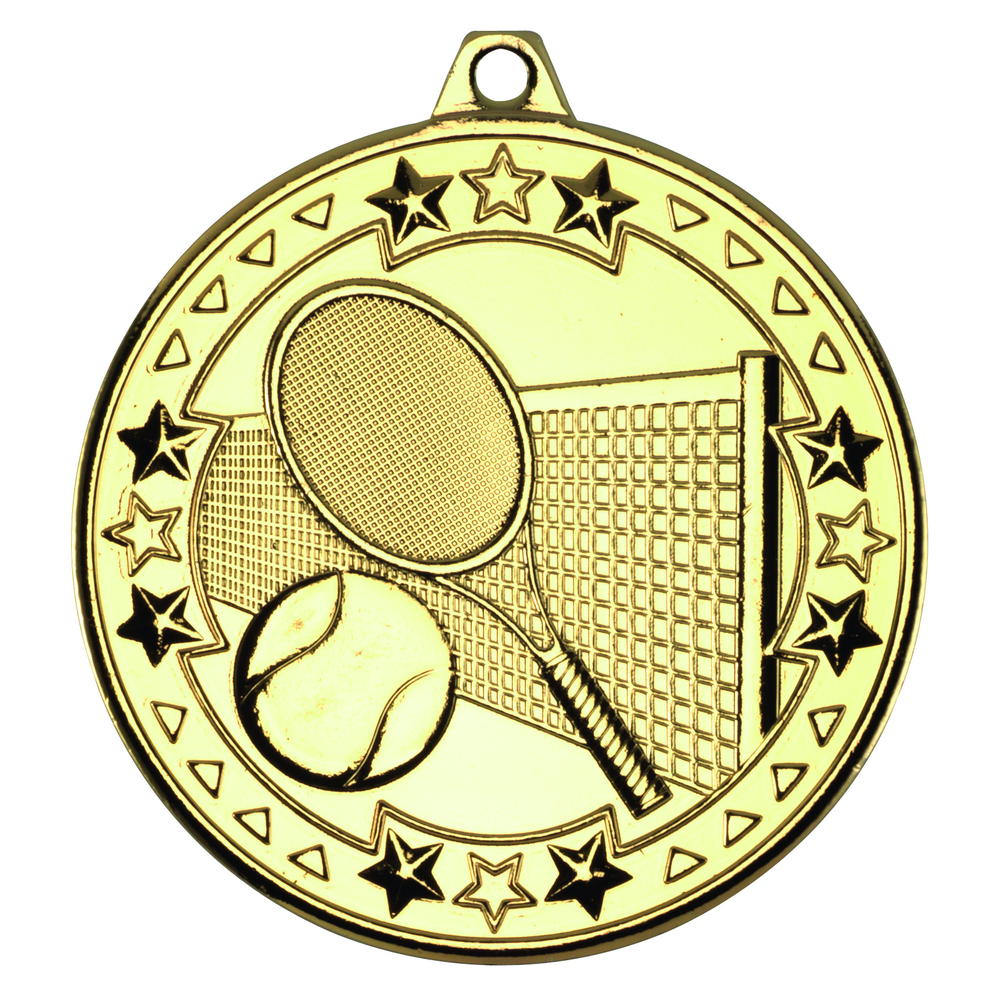 Tennis 'tri Star' Medal - Gold 2in