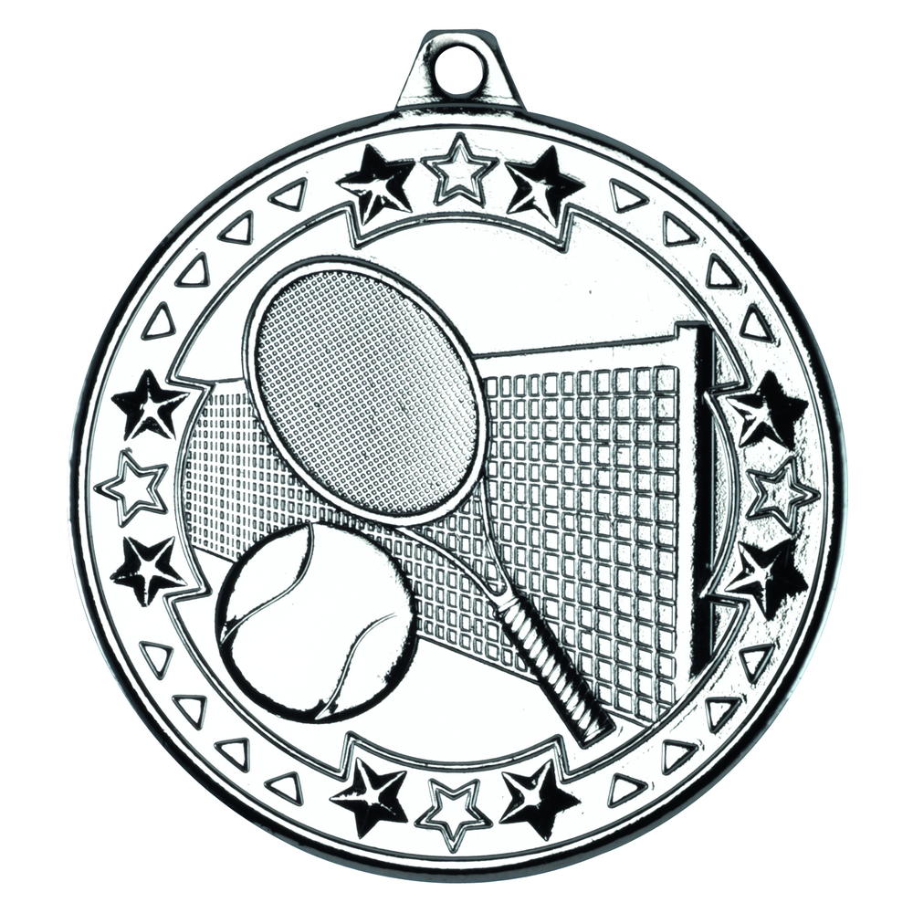 Tennis 'tri Star' Medal - Silver 2in