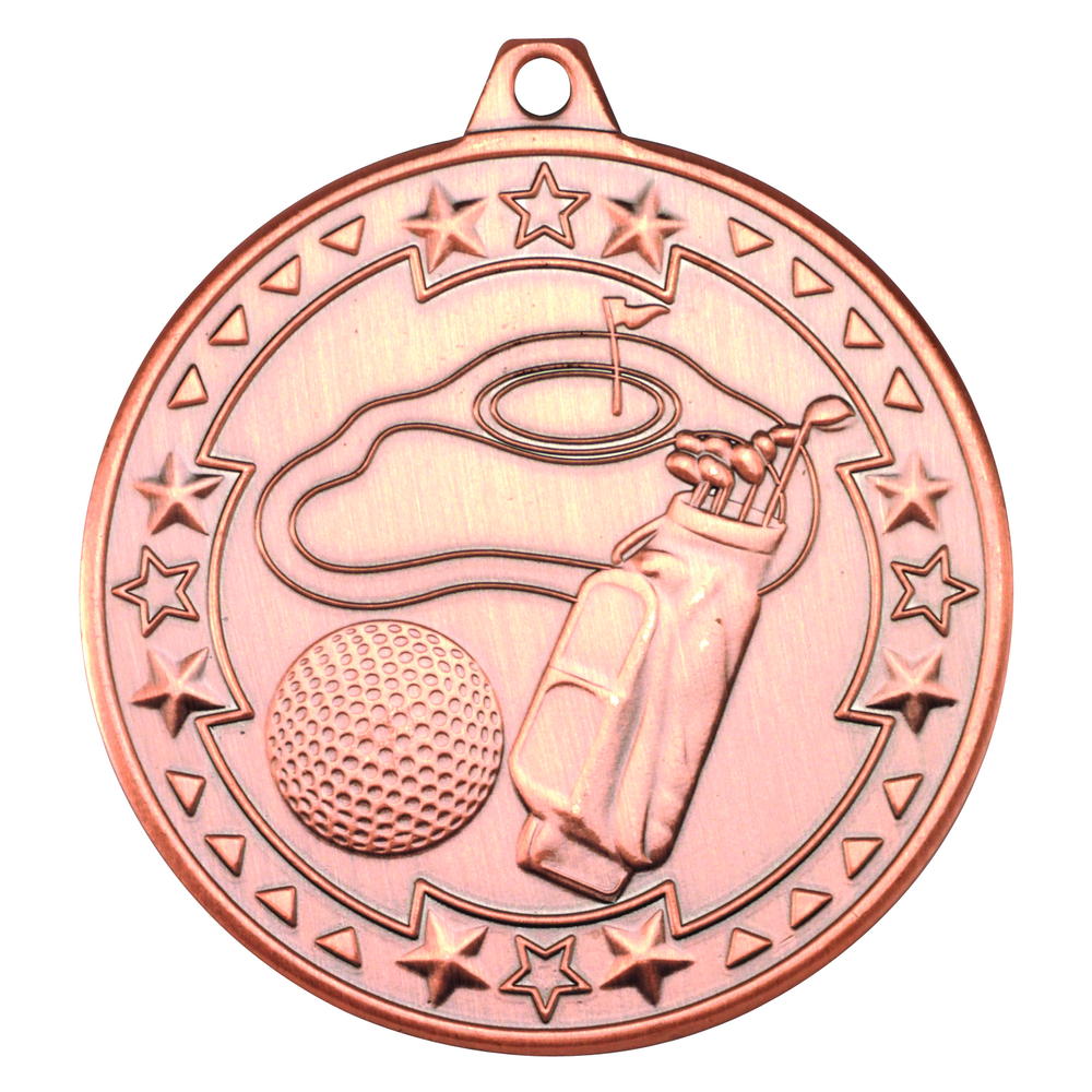 Golf 'tri Star' Medal - Bronze 2in