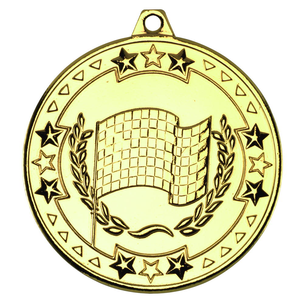 Motor Sport 'tri Star' Medal - Gold 2in