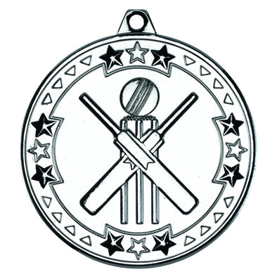 Cricket 'tri Star' Medal - Silver 2in
