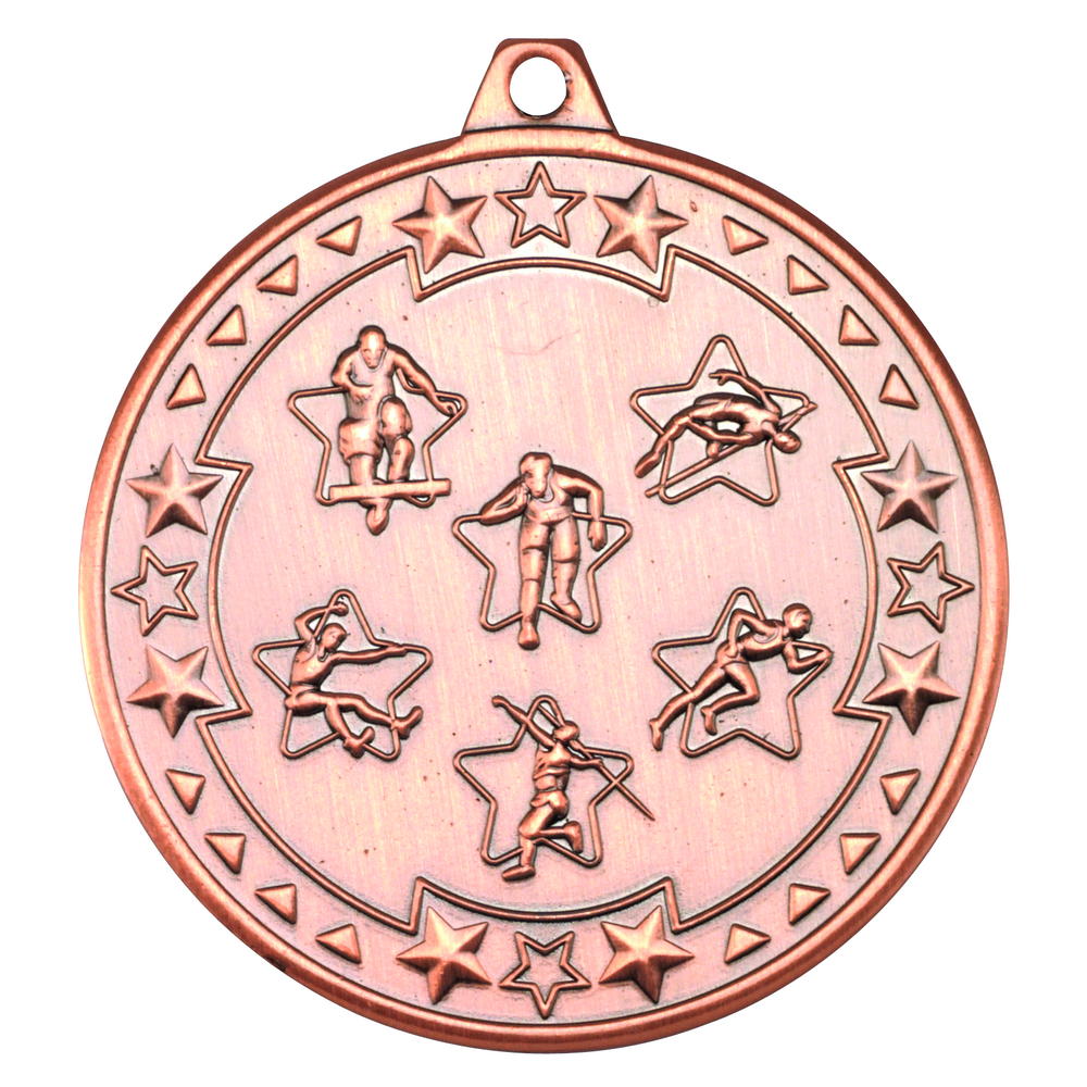 Multi Athletics 'tri Star' Medal - Bronze 2in