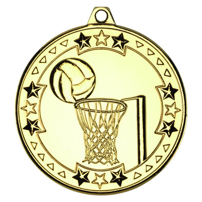 Netball 'tri Star' Medal - Gold 2in