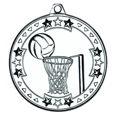 Netball 'tri Star' Medal - Silver 2in