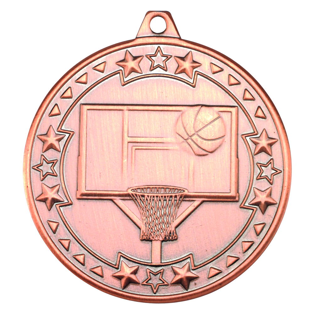 Basketball 'tri Star' Medal - Bronze 2in
