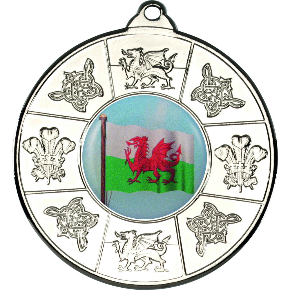 Wales Medal (1in Centre) - Silver 2in