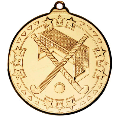 Hockey 'tri Star' Medal - Gold 2in