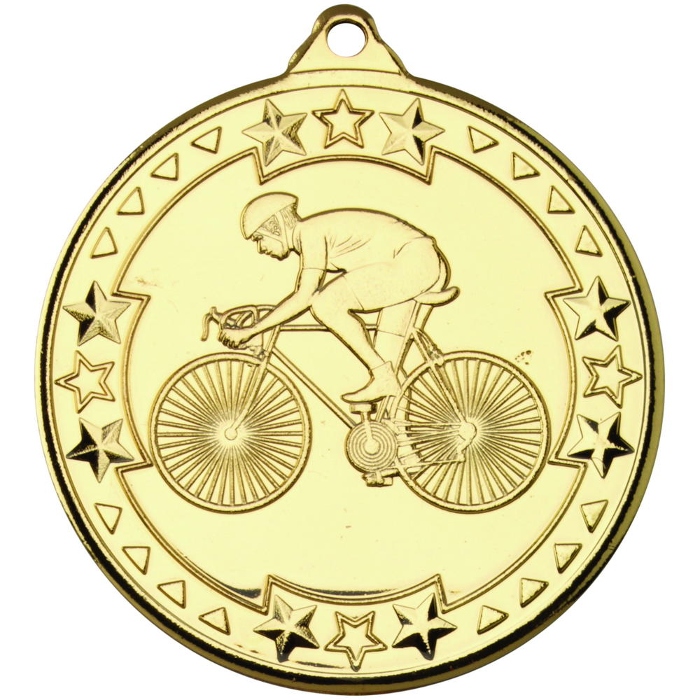 Cycling 'tri Star' Medal - Gold 2in