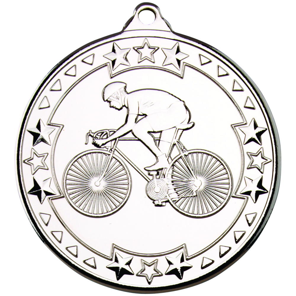 Cycling 'tri Star' Medal - Silver 2in