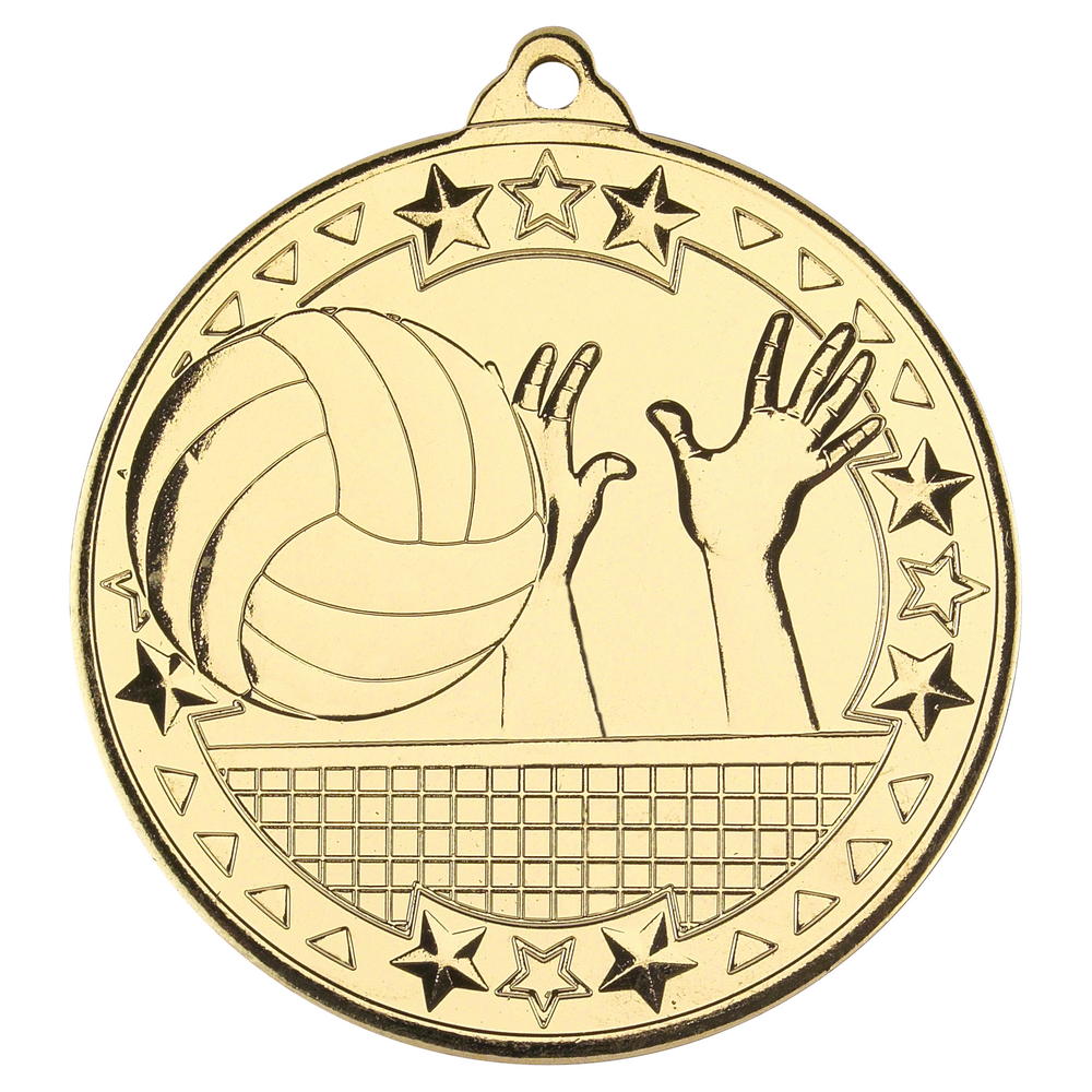 Volleyball 'tri Star' Medal - Gold 2in