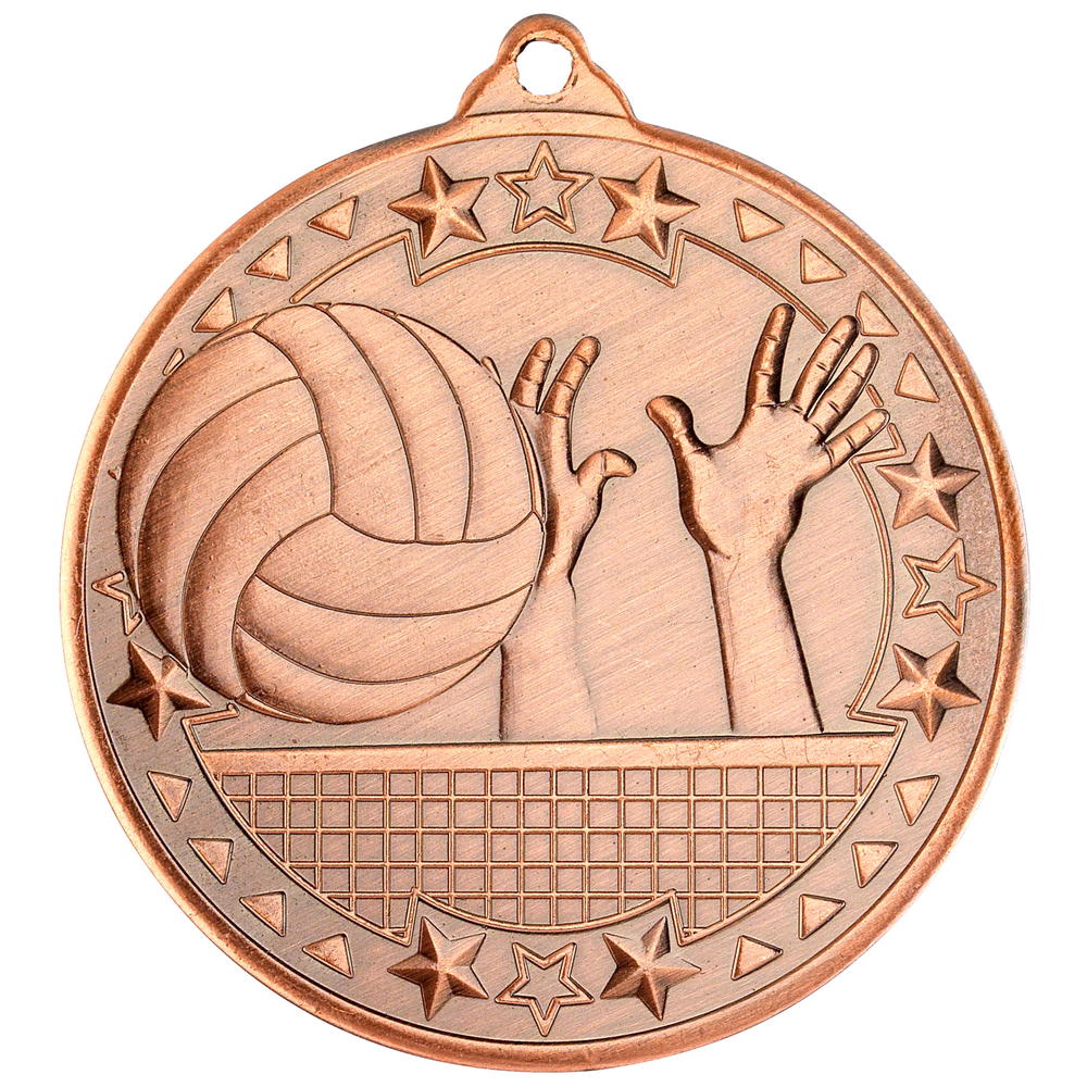 Volleyball 'tri Star' Medal - Bronze 2in