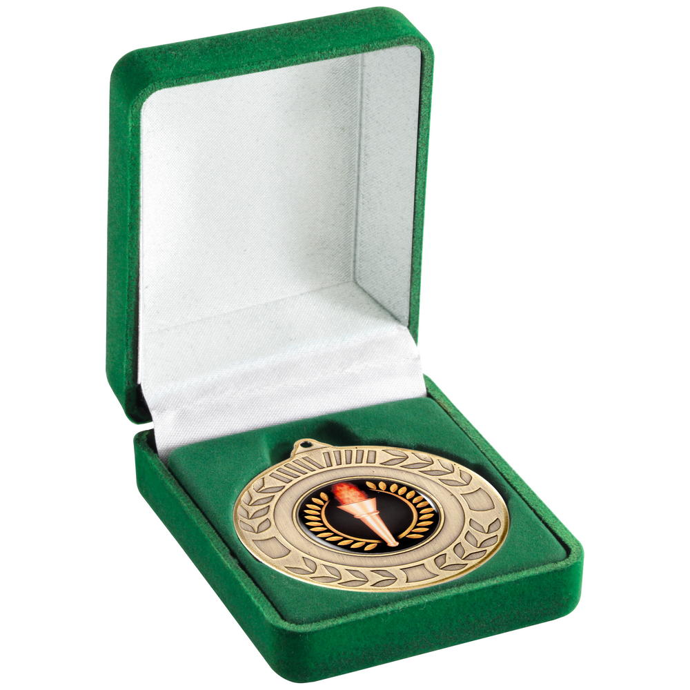 Deluxe Green Medal Box - (40/50mm Recess) 3in