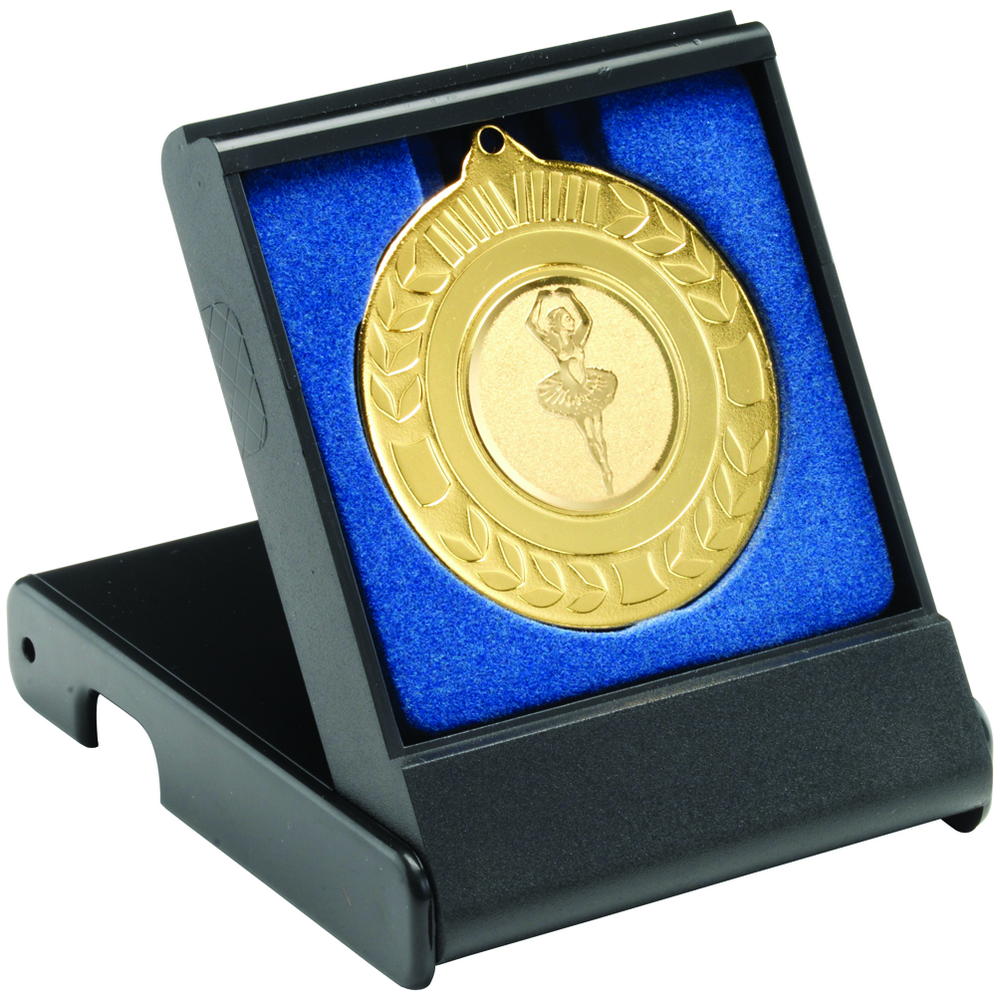 Black Medal Box - Small (40/50mm Recess Blue Insert) 3.5in