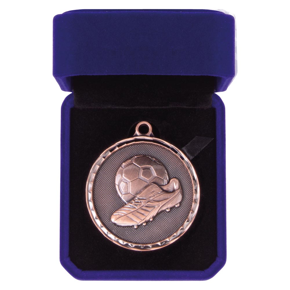 Power Boot Football Medal Box Antique Bronze 50mm