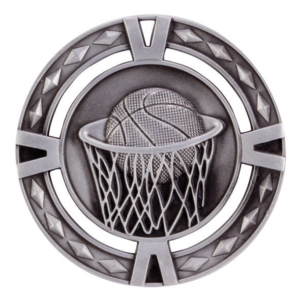 V-Tech Series Medal - Basketball Silver 60mm