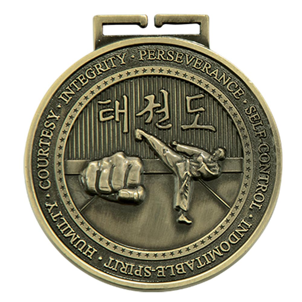 Olympia Taekwondo Medal Antique Gold 70mm