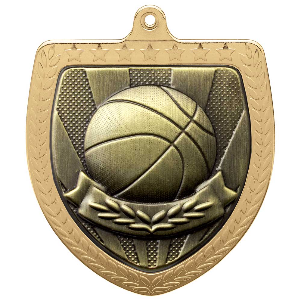 Cobra Basketball Shield Medal Gold 75mm