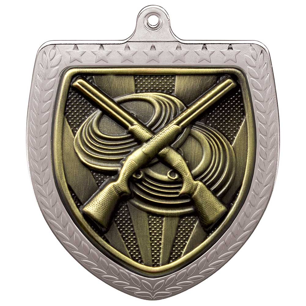 Cobra Clay Pigeon Shooting Shield Medal Silver 75mm