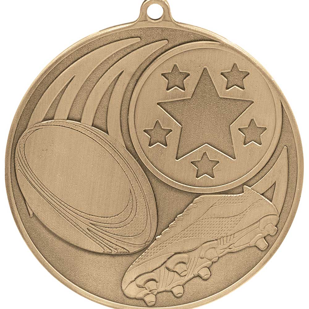 Iconic Rugby Medal Antique Gold 55mm