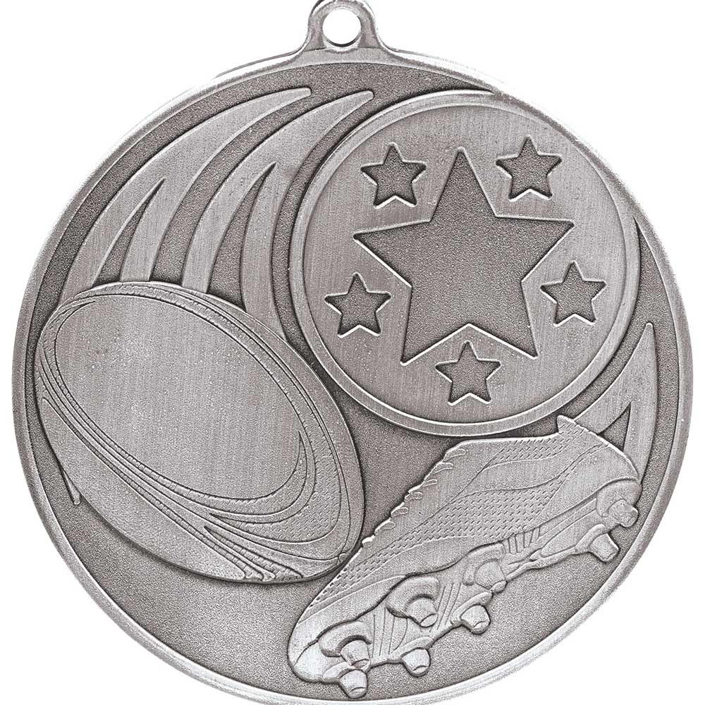 Iconic Rugby Medal Antique Silver 55mm