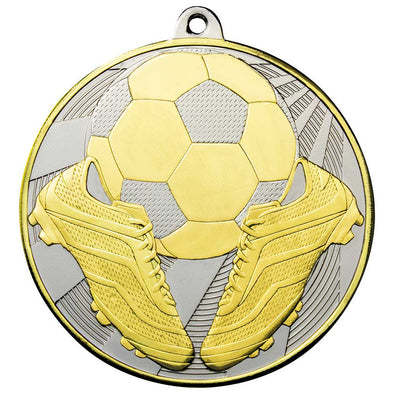 Premiership 'Boot & Ball' Football Medal - Gold/Silver 60mm